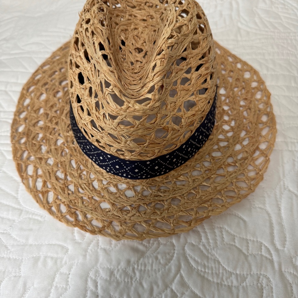 Tory Burch Tan Woven Hat with Black Band